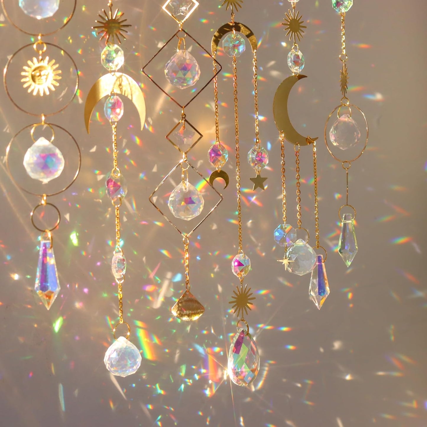 JESCIA™ Rainbow Crystal Suncatcher Set (6 pcs) — Window Light Prism Decor